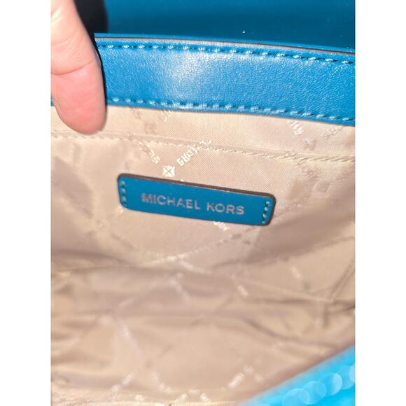 Michael Kors Rose Quilted Medium Shoulder Flap Bag Blue New Without Tags - Picture 6 of 6